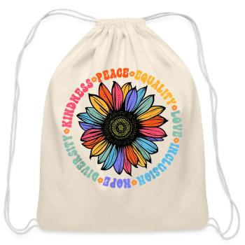 Rainbow Sunflower Circle - Cotton Drawstring Bag - natural - Front