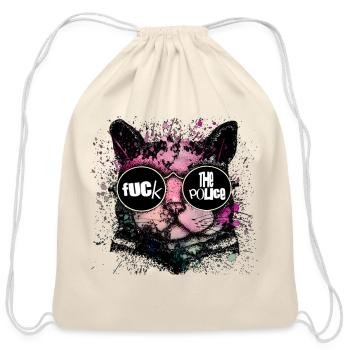 Rebel Cat Neon Splash Glasses - Cotton Drawstring Bag - natural - Front