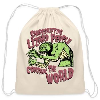 Shapeshifting Lizard People Graphic - Cotton Drawstring Bag - natural - Front