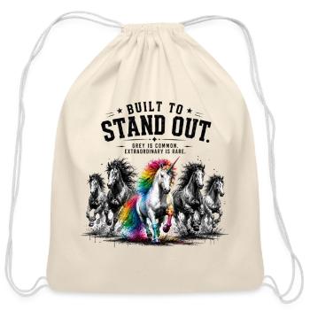 Prismatic Unicorn Leads Wild Stallions - Cotton Drawstring Bag - natural - Front