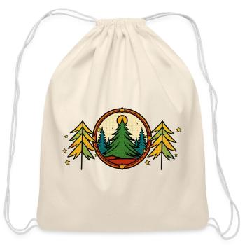 Forest Circle Night Sky Retro - Cotton Drawstring Bag - natural - Front