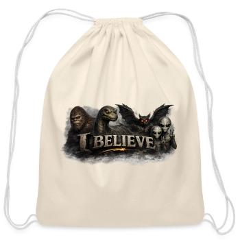 I Believe in Monsters - Bigfoot Aliens Mothman - Cotton Drawstring Bag - natural - Front