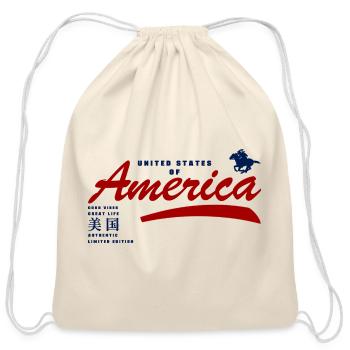 USA - United States - Cotton Drawstring Bag - natural - Front