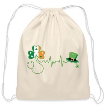 Stethoscope Shamrock Heartbeat - Cotton Drawstring Bag - natural - Front