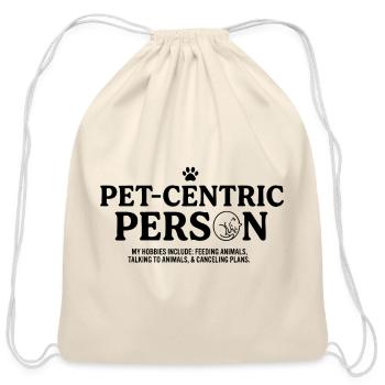 Pet Centric Person black text - Cotton Drawstring Bag - natural - Front