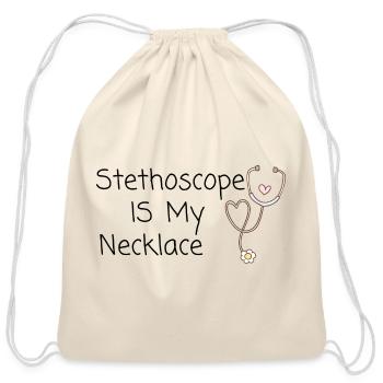 Stethoscope Is My Necklace - Cotton Drawstring Bag - natural - Front