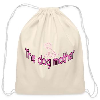 the dog mother typography design  - Cotton Drawstring Bag - natural - Front