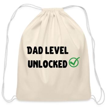 Dad level unlocked, gaming, gamers gift, videogame - Cotton Drawstring Bag - natural - Front