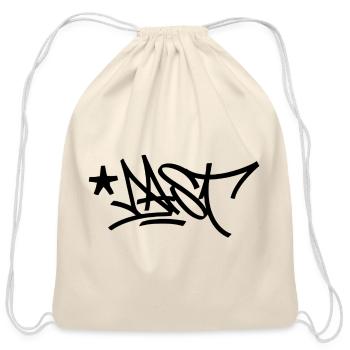 Silhouette of the urban graffiti tag "DAST".  - Cotton Drawstring Bag - natural - Front