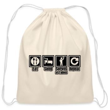 Eat Sleep Waiter Repeat - Cotton Drawstring Bag - natural - Front
