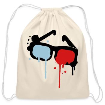 3D glasses - Cotton Drawstring Bag - natural - Front