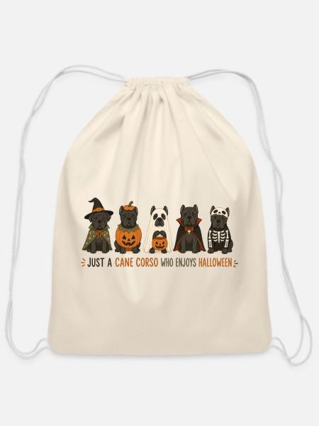 Cane Corso Halloween Crew - Cotton Drawstring Bag - natural