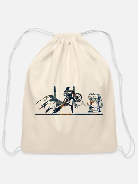 Ridge Run Adventure Montage - Cotton Drawstring Bag - natural