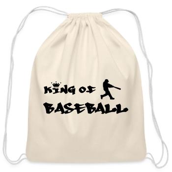 King of Baseball Crowned Batter Logo - Cotton Drawstring Bag - natural - Front