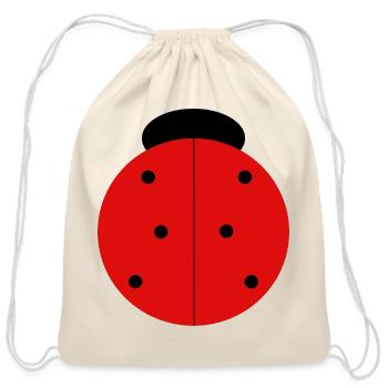 Red Ladybug Spots - Cotton Drawstring Bag - natural - Front