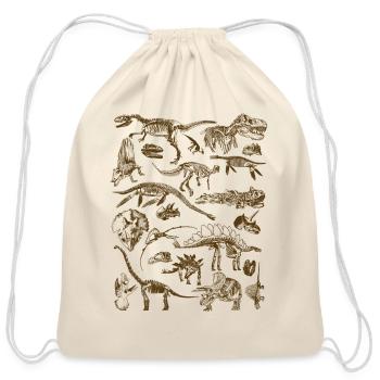 Prehistoric Dinosaur Silhouette Artwork - Cotton Drawstring Bag - natural - Front