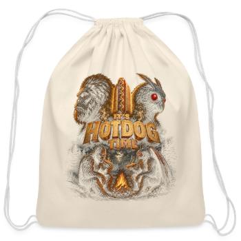 Funny  Mothman and Bigfoot Hot Dog Shirt - Cotton Drawstring Bag - natural - Front