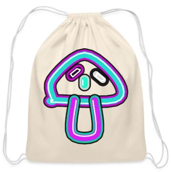 Neon Mushroom Arc - Cotton Drawstring Bag - natural - Front