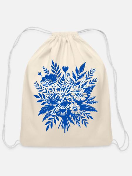 Beautify_the_earth_with_flowers - Cotton Drawstring Bag - natural