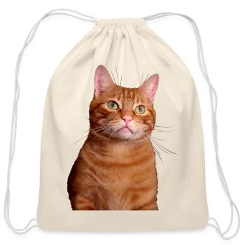 Tabby Cat Gift - Cotton Drawstring Bag - natural - Front