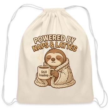 Powered by Naps Lattes Sloth Coffee Design - Cotton Drawstring Bag - natural - Front