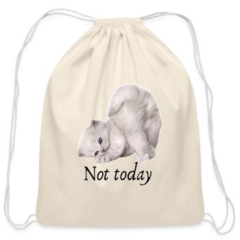 Lazy cat ,Cute cat , funny cat ,cat miaw lover - Cotton Drawstring Bag - natural - Front