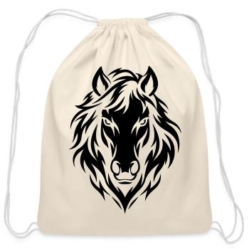Black Horse - Cotton Drawstring Bag - natural - Front
