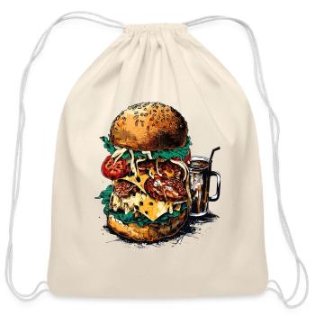Burger Pizza Meal - Cotton Drawstring Bag - natural - Front