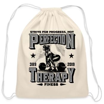 Strive for progress, not perfection. - Cotton Drawstring Bag - natural - Front