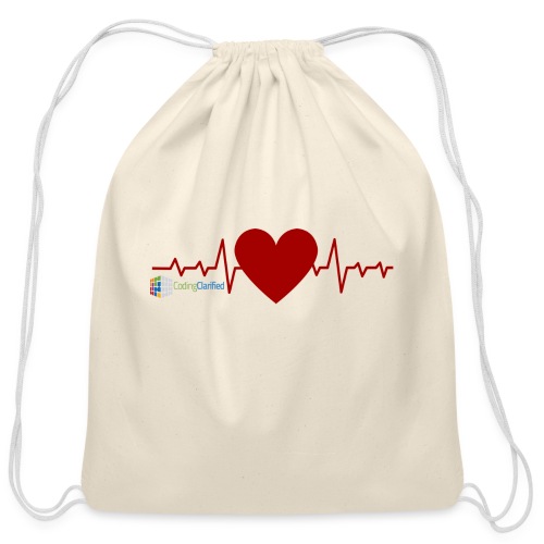 Heart with Heartbeat, Loving Medical Coding - Cotton Drawstring Bag