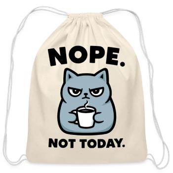 Nope Not Today - Coffee Cat - Cotton Drawstring Bag - natural - Front