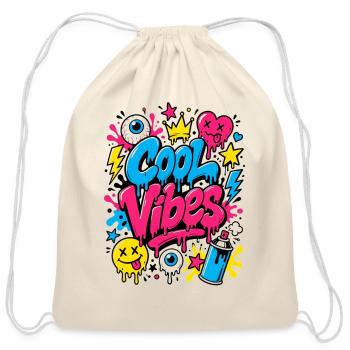 Cool Vibes Graffiti Burst - Cotton Drawstring Bag - natural - Front