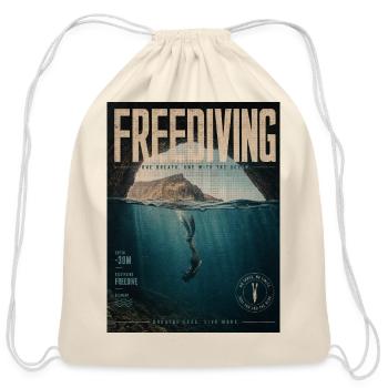 Freediving Depths Ocean Poster - Cotton Drawstring Bag - natural - Front