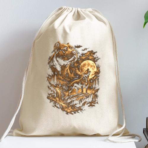 Pit Bull Howling Moon Fantasy Forest Tee - Cotton Drawstring Bag