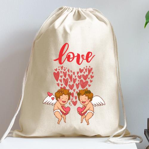 Cupid Love Designs, cupid love angel vibration. - Cotton Drawstring Bag