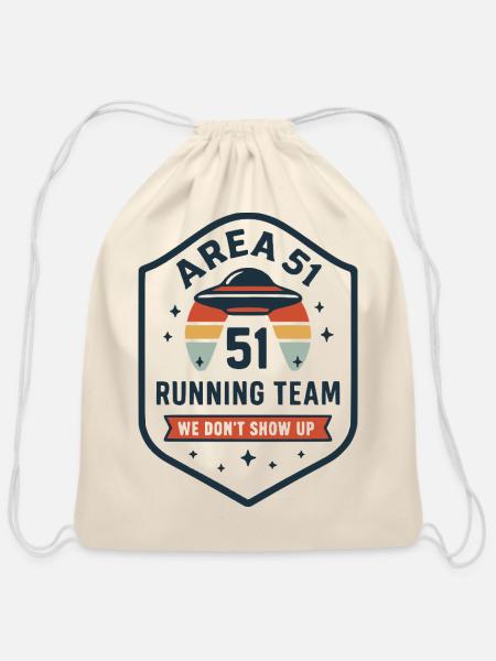 Area 51 Running Team Badge - Cotton Drawstring Bag - natural