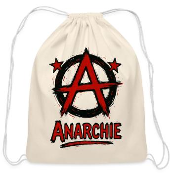 Red Anarchy Symbol with Stars Political Graphic - Cotton Drawstring Bag - natural - Front
