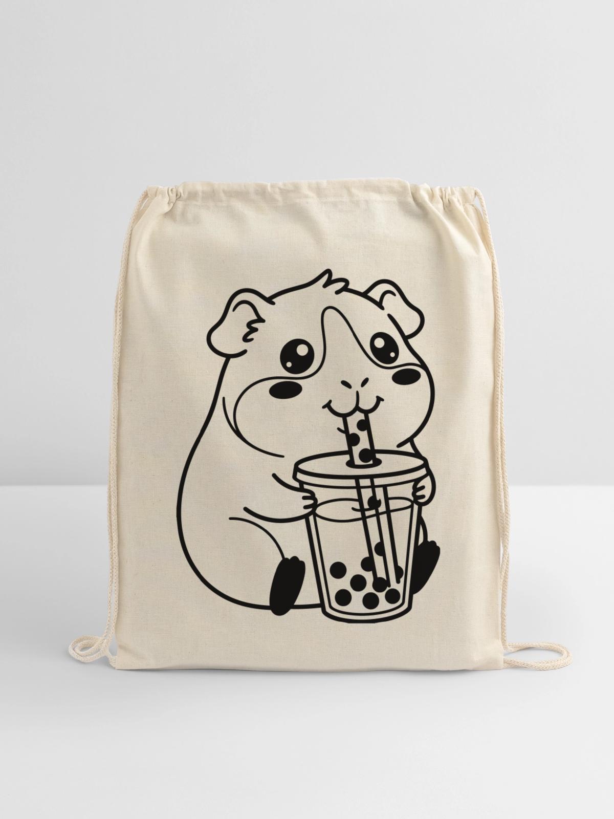 bubble tea - Cotton Drawstring Bag - natural - Front