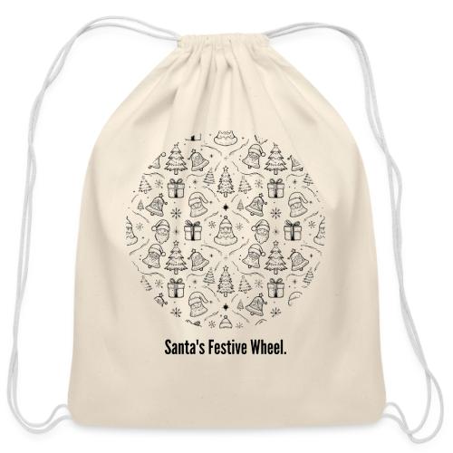 Santa's Festive Wheel T-Shirt - Cotton Drawstring Bag
