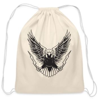 Eagle With Lightning Bolts - Cotton Drawstring Bag - natural - Front