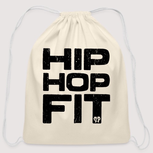 Hip-Hop Fit logo (Black distressed) - Cotton Drawstring Bag