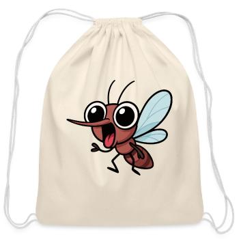 Cute mosquito insect cartoon joy amazed kids - Cotton Drawstring Bag - natural - Front
