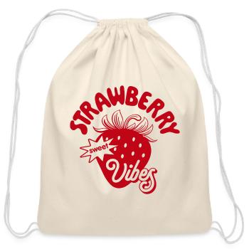 Strawberry Vibes Trendy Strawberry Streetwear - Cotton Drawstring Bag - natural - Front