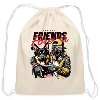 dog friends forever - Cotton Drawstring Bag - natural - Front