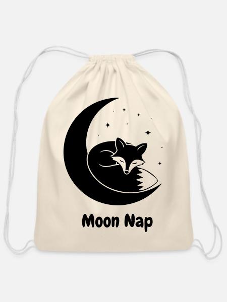 Moon Nap - Cotton Drawstring Bag - natural