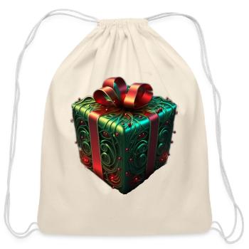 Christmas Green Present - Cotton Drawstring Bag - natural - Front