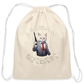 I mean business. Mean Cat. - Cotton Drawstring Bag - natural - Front