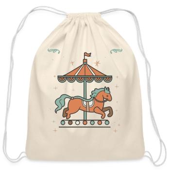 Carousel Horse Design - Cotton Drawstring Bag - natural - Front