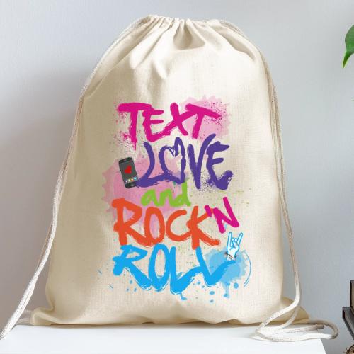Text Love and Rock n Roll - Cotton Drawstring Bag