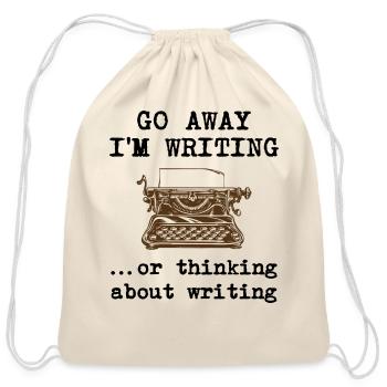 Go Away I m Writing - Cotton Drawstring Bag - natural - Front